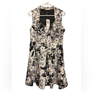 NWT Whimsigoth Spense Black and White Dress with Moody Florals